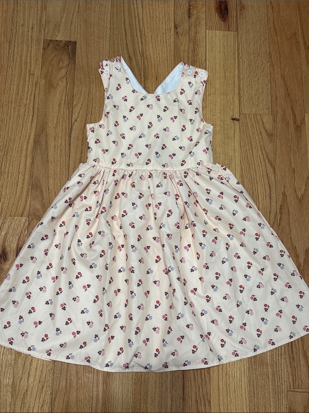Girls Cream Floral Print Summer Dress
